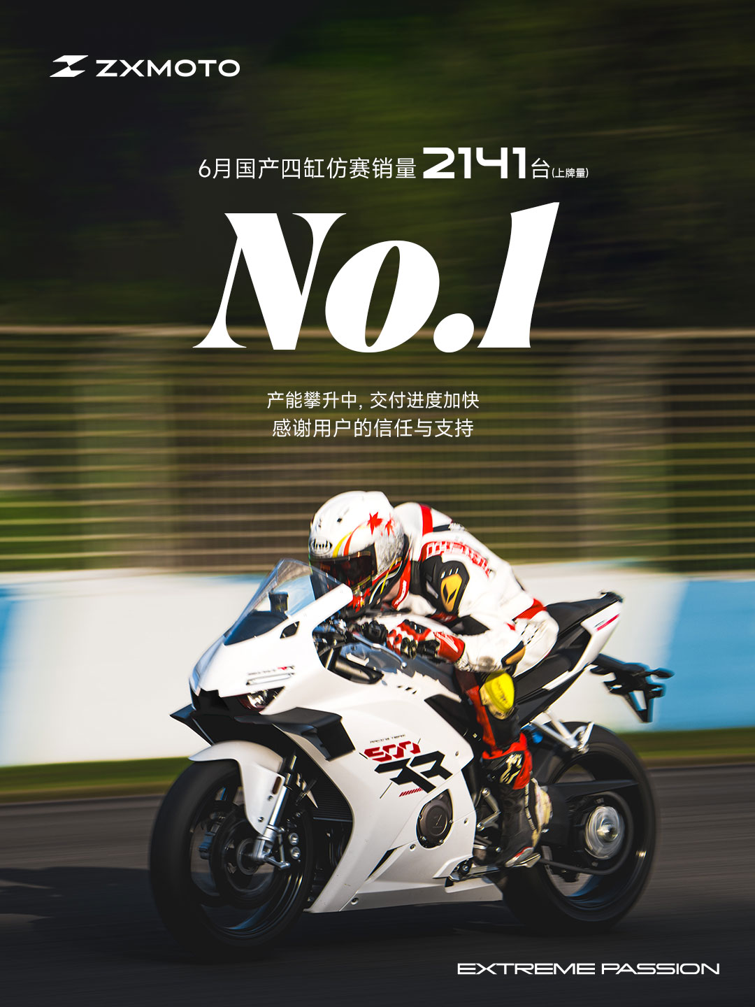 500RR led China's four cylinder sport bike market in June
