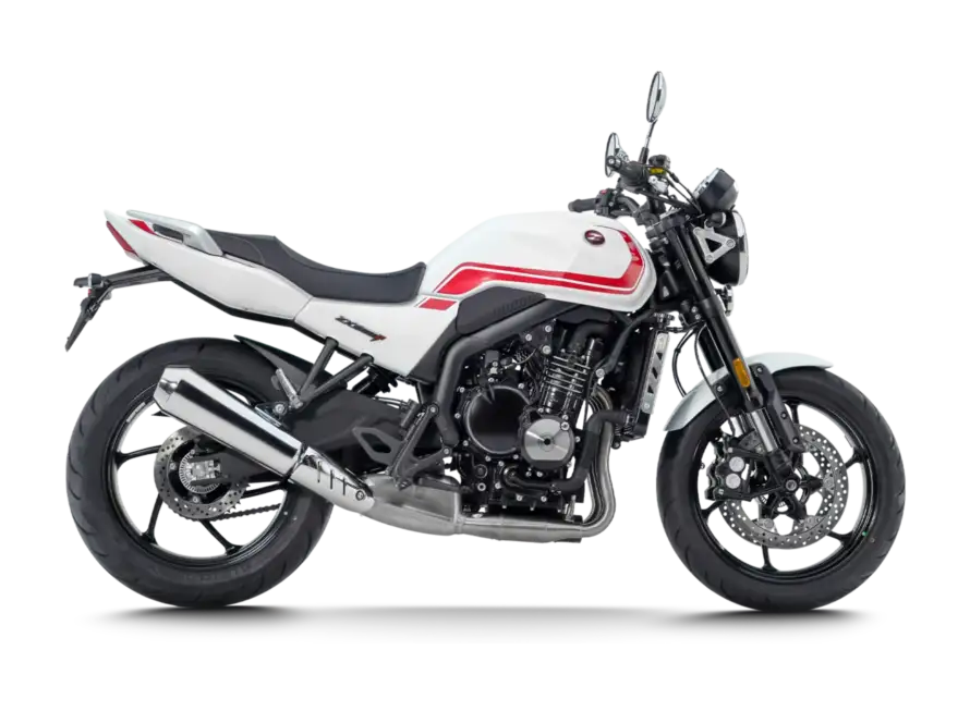 ZXMOTO 500F bianca e rossa, vista laterale